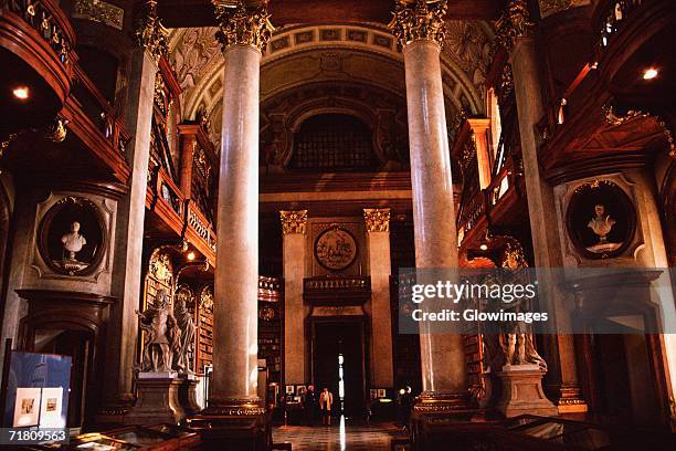 columns in a library, national library, vienna, austria - austrian culture stock pictures, royalty-free photos & images