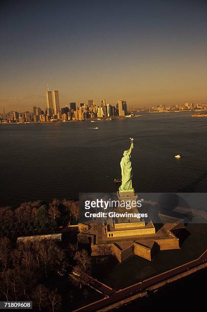 high angle view of a statue, statue of liberty, new york city, new york state, usa - nationalmonument bildbanksfoton och bilder