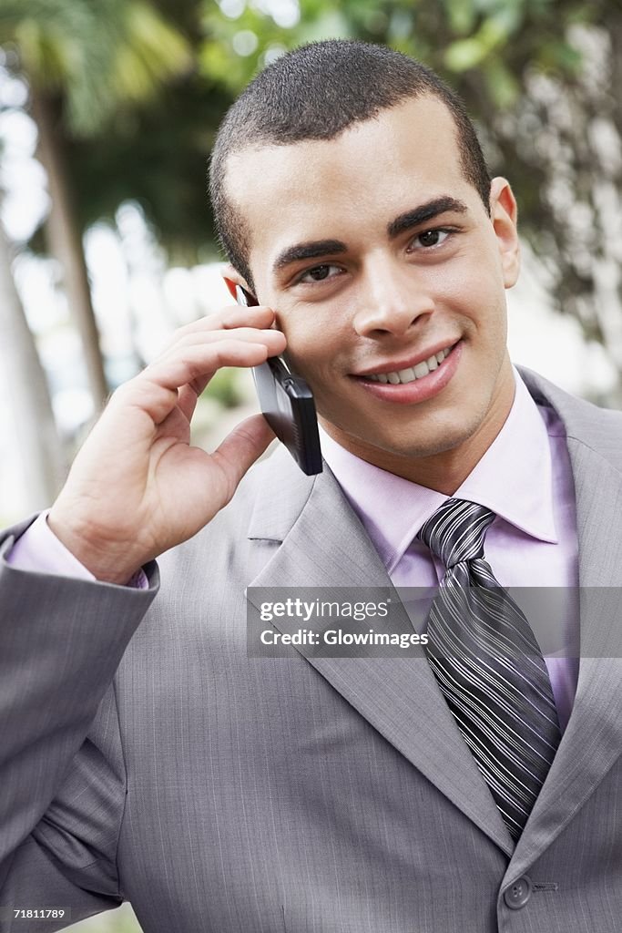 Portrait of a businessman talking on a mobile phone