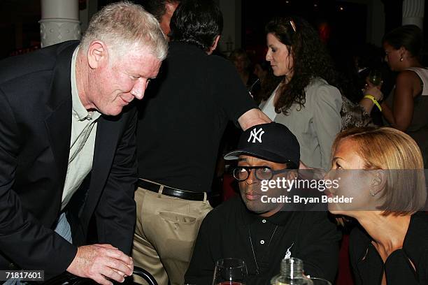 Writer and producer Ed Burns, director Spike Lee and Tonya Lee attend the after party for the premiere of HBO's "The Wire" on September 7, 2006 in...