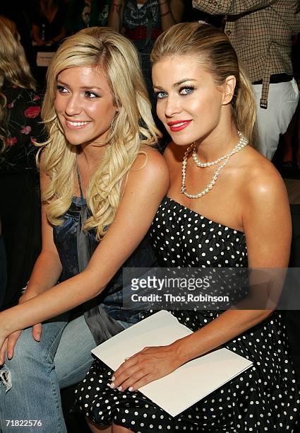 Kristin Cavallari and actress Carmen Electra pose in the front row at BCBG Max Azria Spring 2007 fashion show during Olympus Fashion Week at the Tent...