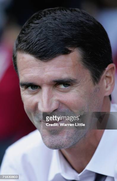 Sunderland manager Roy Keane looks on from the bench during the Coca-Cola Championship match between Derby County and Sunderland at Pride Park on...