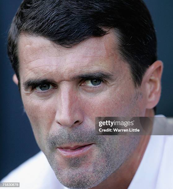 Sunderland manager Roy Keane looks on from the bench during the Coca-Cola Championship match between Derby County and Sunderland at Pride Park on...