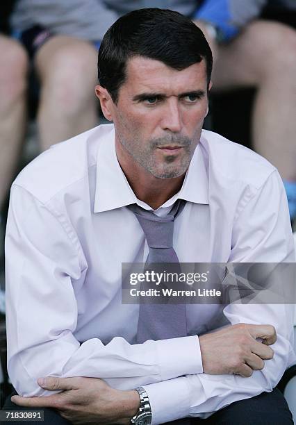 Sunderland manager Roy Keane looks on from the bench during the Coca-Cola Championship match between Derby County and Sunderland at Pride Park on...