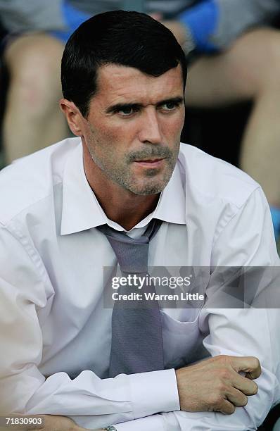 Sunderland manager Roy Keane looks on from the bench during the Coca-Cola Championship match between Derby County and Sunderland at Pride Park on...