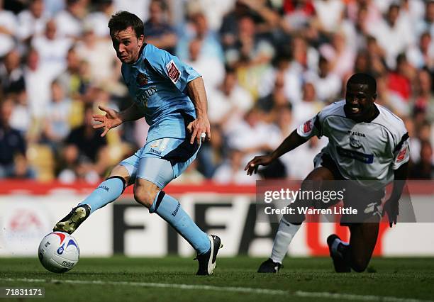 James Meredith of Sunderland controls the ball during the Coca-Cola Championship match between Derby County and Sunderland at Pride Park on September...