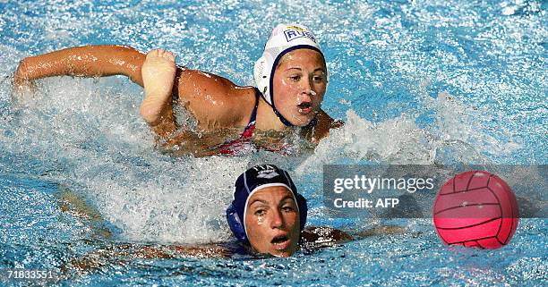 Italy's Silvia Bosurgi vies with Russia's Ekaterina Tankeeva in the women's final of European Water Polo Championship in Tusmajdan pool, Belgrade 09...