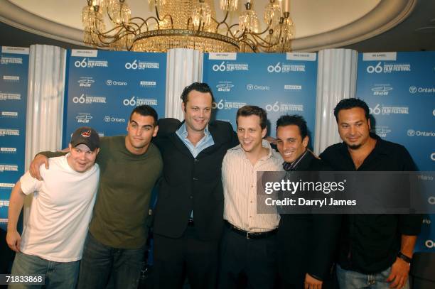 Comedians John Caparulo, Bret Ernst, Producer/actor Vince Vaughn, Director Ari Sandel, comedians Sebastian Maniscalco and Ahmed Ahmed attend "Vince...