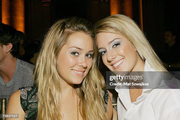 Lauren Conrad and Heidi Montag backstage at the Yellow Fever & Clandestine Industries Spring 2007 fashion show at Capitale during Olympus Fashion...