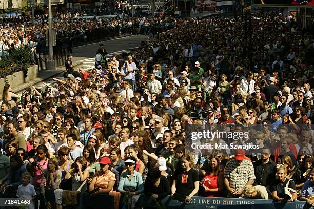 The crowd fills the streets of Times Square for the 15th Annual Broadway On Broadway Concert on September 10, 2006 in New York City.
