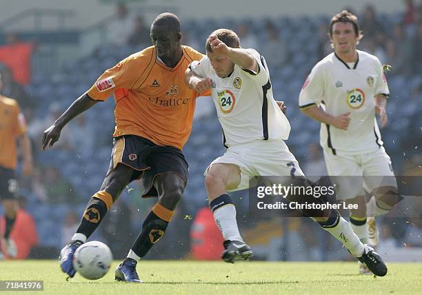 Seyi Olofinjana of Wolves battles with Ian Westlake of Leeds during the Coca-Cola Championship match between Leeds United and Wolverhampton Wanderers...