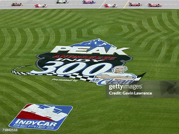 General view as Dan Wheldon driver of the Target Ganassi Racing Dallara Honda, leads Scott Dixon driver of the Target Ganassi Racing Dallara Honda,...