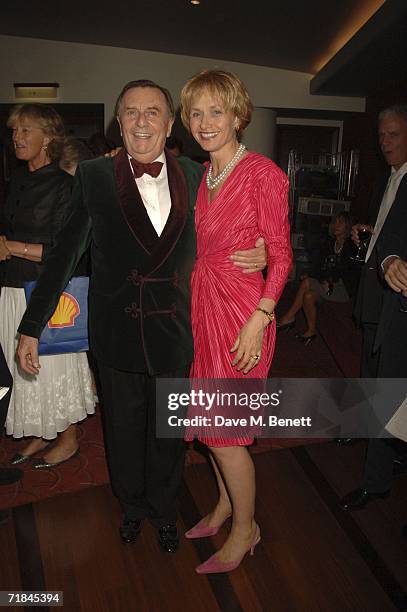 Barry Humphries and Lizzie Spender attend the Sir John Betjeman Gala after party, at the Prince of Wales Theatre on September 10 in London, England.