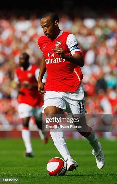 Thierry Henry of Arsenal in action during the Barclays Premiership match between Arsenal and Middlesbrough at The Emirates Stadium on September 9,...