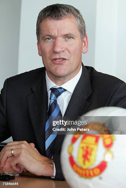 David Gill of Manchester United speaks at a press conference to announce the extension of their partnership with AirAsia and to announce Tourism...