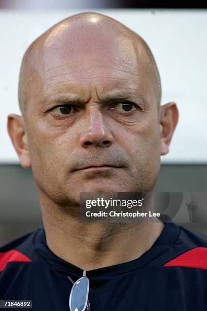 Assistant coach Ray Wilkins of England looks on prior to the UEFA Under European 21s Championship Qualifing Group 8 match between Switzerland v...