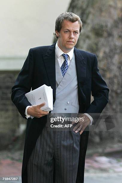 United Kingdom: Tom Parker Bowles, son of Britain's Camilla, Duchess of Cornwall, waits at St Paul's Church in Knightsbridge, in London, 11 September...
