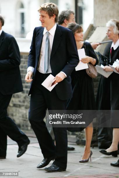 Zac Goldsmith and his wife Sheherazade leave St Paul's Church in Knightsbridge after a memorial service for Major Bruce Shand on September 11, 2006...