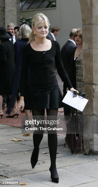 Eloise Anson, fashion model daughter of Lord Lichfield, at St Paul's Church in Knightsbridge for a memorial service for Major Bruce Shand on...