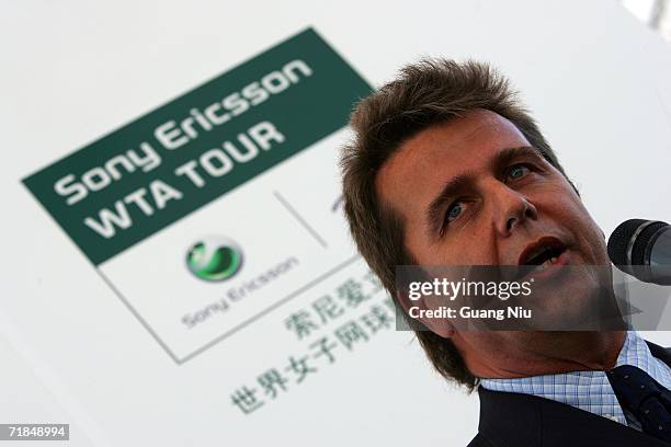 Brad Drewett, chief executive officer of ATP attends a ceremony to announce Sony Ericsson will be one of the premier sponsors for the ATP Tennis...