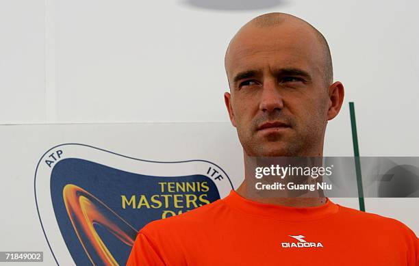 Ivan Ljubicic attends a ceremony to announce Sony Ericsson will be one of the premier sponsors for the ATP Tennis Masters Cup Shanghai 2006 on...