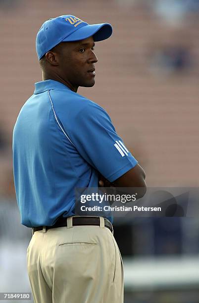 Head coach Karl Dorrell of the UCLA Bruins looks on before the game against the Rice Owls on September 9, 2006 at the Rose Bowl in Pasadena,...