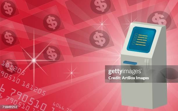 close-up of an atm machine - light breaking through stock illustrations