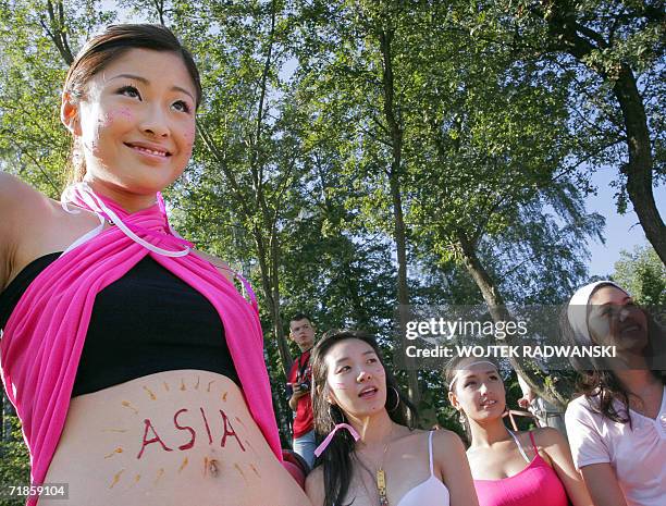 Miss Hong Kong China, Janet Ka Wai Chow poses with other Miss World contestants from Asia during their Miss Sport competition taking place in the...