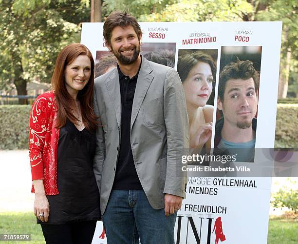 Julianne Moore and her husband Bart Freundlich, director of the movie, promote their latest movie 'Trust the Man' at the Casa del Cinema in the Villa...