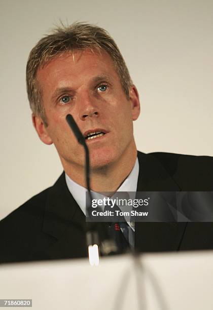 Academy Director Peter Moores talks to the press during the announcement of the squad for the forthcoming Ashes and ICC Champions Trophy at the Oval...