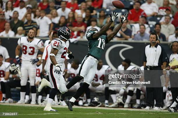 Wide Receiver Donte' Stallworth of the Philadelphia Eagles goes up for a pass during the game against the Houston Texans on September 10, 2006 at...