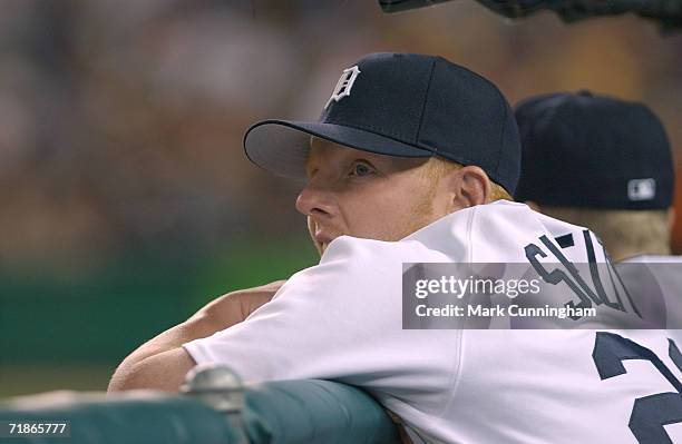 September 3: Chris Shelton of the Detroit Tigers during the game against the Los Angeles Angels of Anaheim at Comerica Park in Detroit, Michigan on...