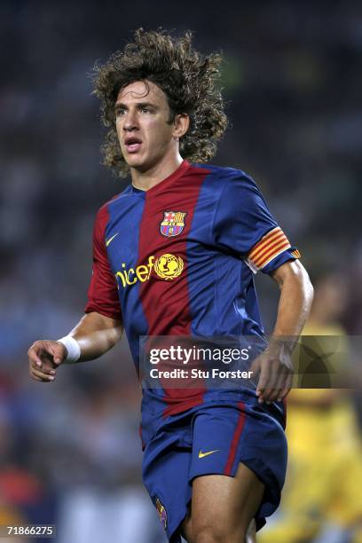 Barcelona captain Carles Puyol looks on during the UEFA Champions League Group A match between Barcelona and Levski Sofia at The Nou Camp Stadium on...