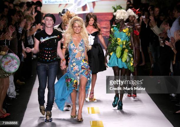 Richie Rich, Nicky Hilton and Paris Hilton walk the runway at the Marchesa Spring 2007 fashion show during Olympus Fashion Week at the Daryl Roth...