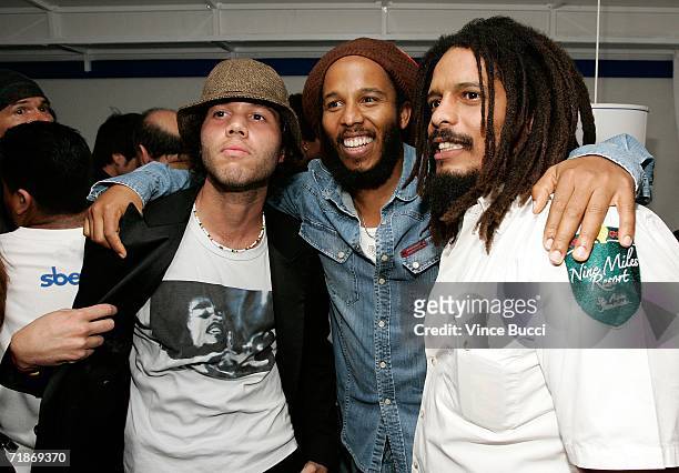 Director Frank E. Flowers, singer Ziggy Marley and his brother Rohan Marley attend the after party for Yari Film Group's "Haven" at the Privilege...