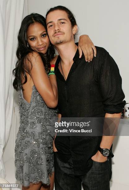 Actress Zoe Saldana and actor Orlando Bloom attend the after party for Yari Film Group's "Haven" at the Privilege Night Club on September 12, 2006 in...