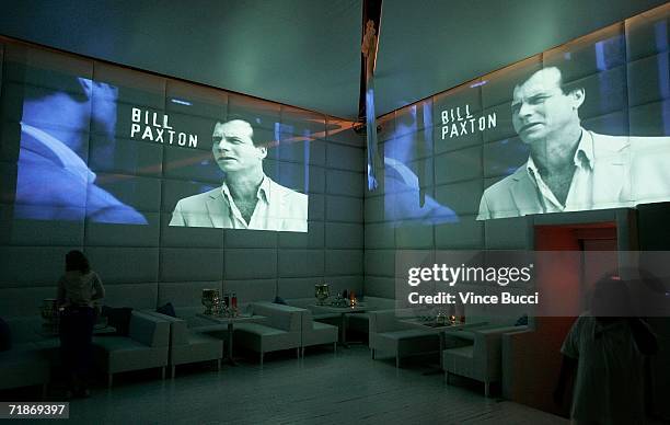 Screen projection of actor Bill Paxton is shown on the wall at the after party for Yari Film Group's "Haven" at the Privilege Night Club on September...
