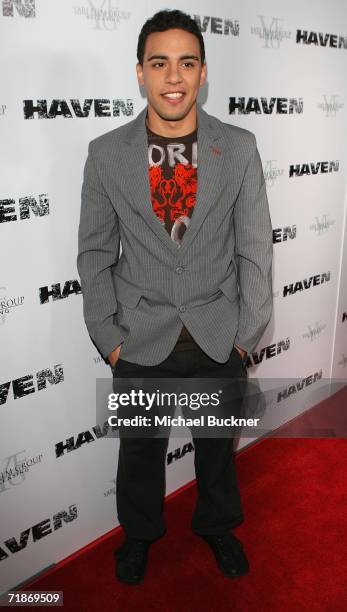 Actor Victor Rasuk arrives at the premiere of Yari Film Group's "Haven" at the ArcLight Theatre on September 12, 2006 in Los Angeles, California.