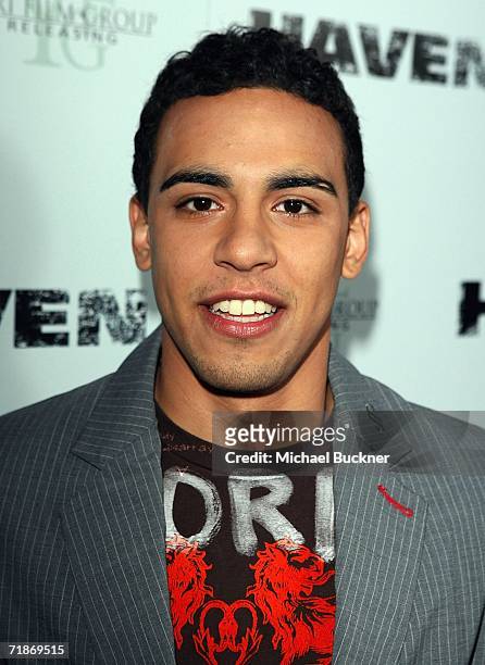 Actor Victor Rasuk arrives at the premiere of Yari Film Group's "Haven" at the ArcLight Theatre on September 12, 2006 in Los Angeles, California.