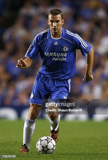 Andriy Shevchenko of Chelsea runs with the ball during the UEFA Champions League Group A match between Chelsea and Werder Bremen at Stamford Bridge...