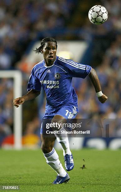 Didier Drogba of Chelsea runs with the ball during the UEFA Champions League Group A match between Chelsea and Werder Bremen at Stamford Bridge on...