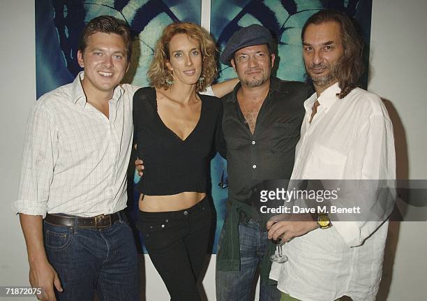 Nolan Hemmings, Sarah Woodhead, Adam Bricusse and Rory Keegan attend the Adam Bricusse's 'Mysteries Within' exhibition on September 13 in London,...