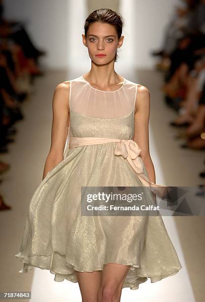 Model walks the runway at the Peter Som Spring 2007 Fashion show during Olympus Fashion Week in the Promenade tent in Bryant Park September 13, 2006...