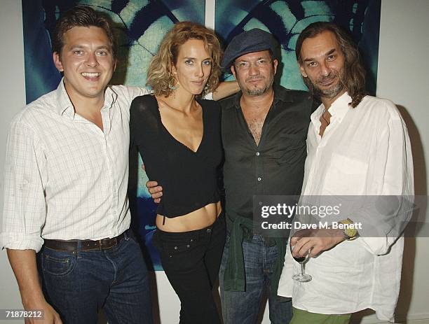 Nolan Hemmings, Sarah Woodhead, Adam Bricusse and Rory Keegan attend the Adam Bricusse's 'Mysteries Within' exhibition on September 13 in London,...