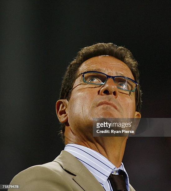 Fabio Capello, coach of Real Madrid, looks on during the UEFA Champion's League Group E match between Olympique Lyonnais and Real Madrid at Gerland...