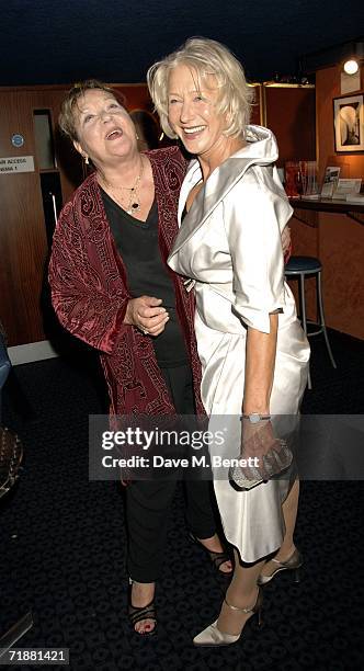 Actors Sylvia Syms and Helen Mirren arrive at the UK premiere of "The Queen," at Curzon Mayfair on September 13, 2006 in London, England.