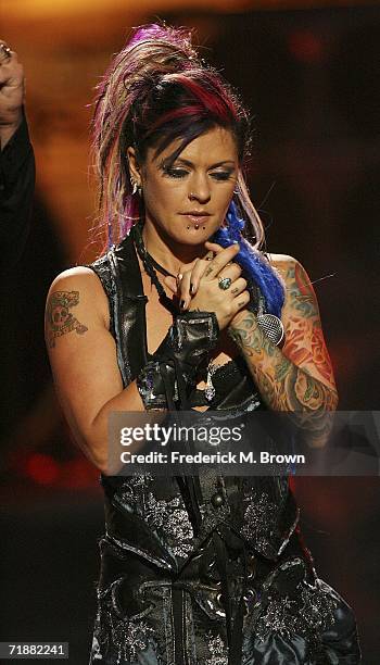 Contestant Dilana Robichaux reacts to losing in the finale of "Rock Star: Supernova" at CBS Television City September 13, 2006 in Los Angeles,...