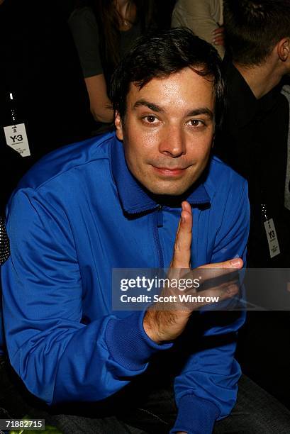 Actor Jimmy Fallon attends the Y-3 Spring 2007 fashion show during Olympus Fashion Week at Pier 40 September 13, 2006 in New York City.