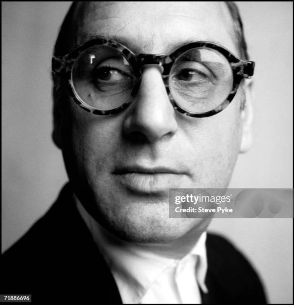 British classical composer Michael Nyman, best known for writing film scores, late 1980s.