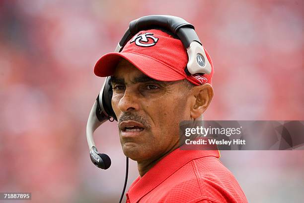 Head Coach Herm Edwards of the Kansas City Chiefs during a game against the Cincinnati Bengals on September 10, 2006 at Arrowhead Stadium in Kansas...